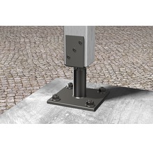 Pfostenfuss auf Beton befestigt mit Holzpfosten
