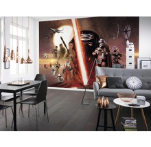 Wohnraum mit Star Wars Fototapete, Sofa und Esstisch