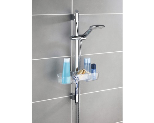 Barre de douche avec étagère pour accessoires de bain