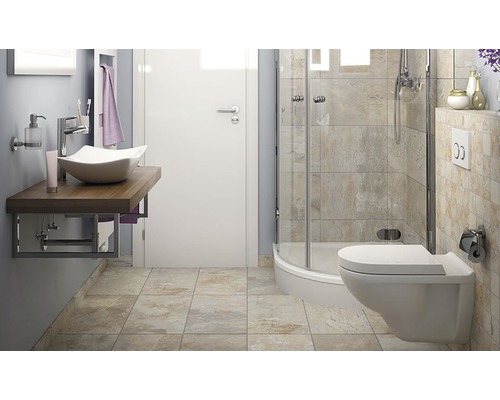 Salle de bains lumineuse avec lavabo, miroir, douche et toilettes.