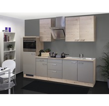 Cuisine complète avec appareils Flex Well Riva 270 cm couleur de façade quarzit cubanit chêne clair san remo - couleur du corps chêne clair san remo 00011187
