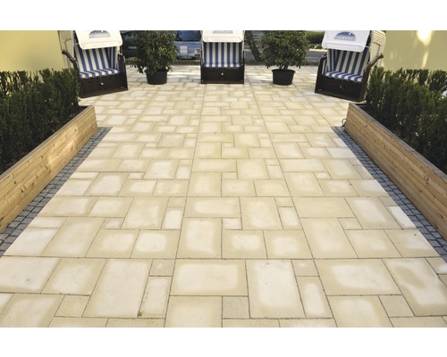 Terrasse avec pavés et chaises de plage