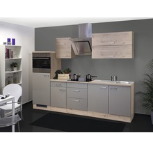 Cuisine complète avec appareils Flex Well Riva 270 cm couleur de façade quarzit cubanit chêne clair San Remo - couleur du corps chêne clair San Remo 00011213