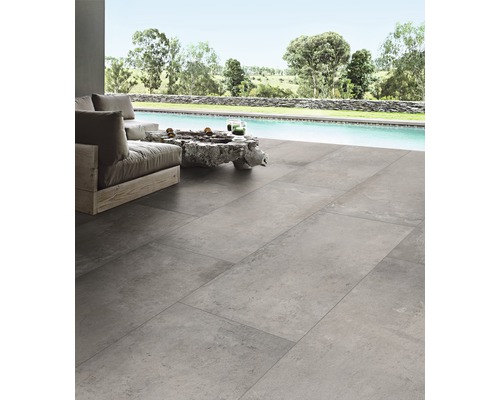 Dalle de terrasse en grès cérame fin FLAIRSTONE Loft grey bord rectifié 120 x 60 x 2 cm-0