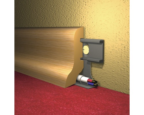 Fussleiste mit Kabelkanal und Montageclip