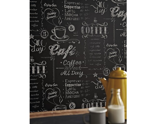 Papier peint avec un dessin à la craie d''un motif de café