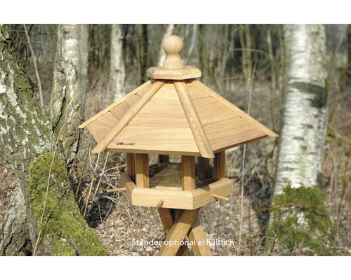 Abri-mangeoire pour oiseaux avec perchoir d'arrivée en bois de chêne 55 x 62 x 43 cm Abri-mangeoire pour oiseaux avec perchoir d'arrivée en bois de chêne 55 x 62 x 43 cm