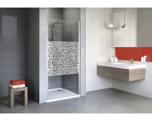Porte pivotante pour niche Schulte Alexa Style 2.0 900x1920mm verre véritable blanc Terazzo alu nature