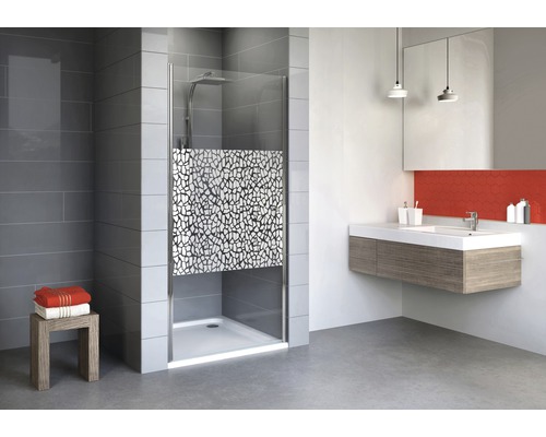 Porte pivotante pour niche Schulte Alexa Style 2.0 900x1920 mm verre véritable Terazzo aspect chrome