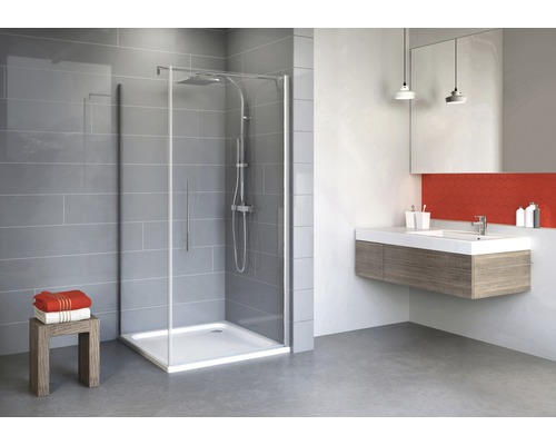 Porte pivotante avec paroi latérale Schulte Alexa Style 2.0 900x1920 mm verre véritable gouttes aspect chrome