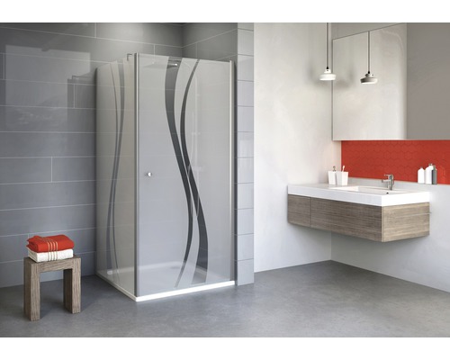 Porte pivotante avec paroi latérale Schulte Alexa Style 2.0 800x900x1920 mm verre véritable liane alu naturel