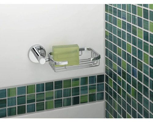 Porte-savon en métal avec savon pour montage mural dans la salle de bain