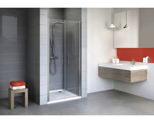 Porte battante pour niche Schulte Alexa Style 2.0 900x1920 mm verre véritable transparent clair aspect chrome