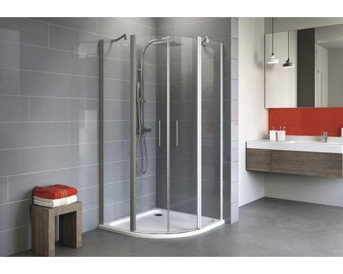 Douche ronde Schulte Alexa Style 2.0 800x900x1920 mm R550 verre véritable transparent clair alu naturel