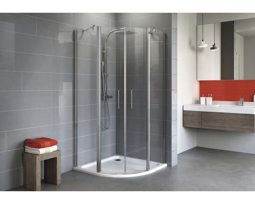 Douche ronde Schulte Alexa Style 2.0 800x900x1920 mm R550 verre véritable transparent clair aspect chrome