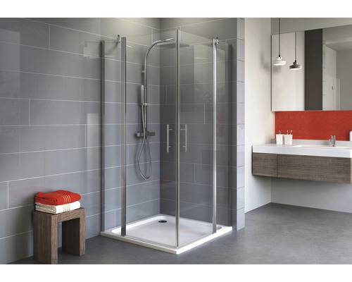 Entrée en angle Schulte Alexa Style 2.0 900x900x1920 mm verre véritable transparent clair aspect chrome