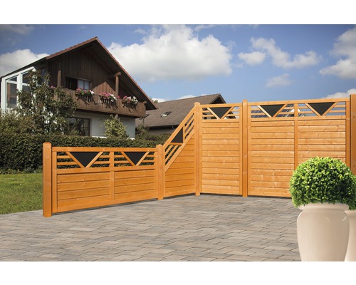 Clôture en bois avec motif triangulaire pour le jardin