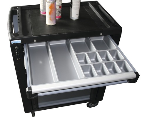 Chariot à outils avec tiroir et compartiments de rangement