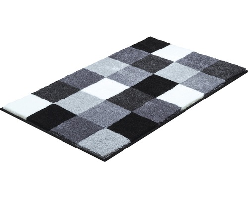 Tapis rectangulaire avec motif en damier dans différentes nuances de gris