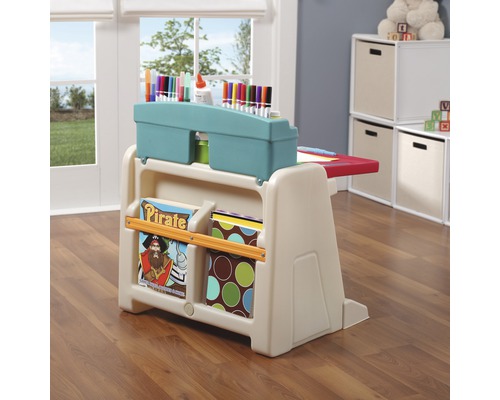 Bureau d''enfant avec espace de rangement pour stylos, papier et livres