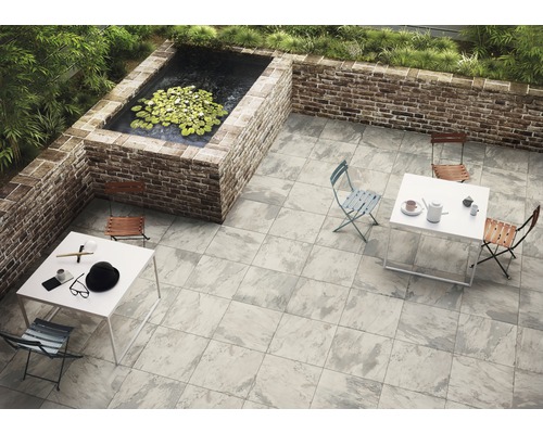 Dalle de terrasse en grès cérame fin FLAIRSTONE ardoise Cool bord rectifié 60x60x2 cm