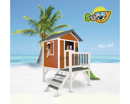 Cabane de jeu en bois avec toboggan et échelle pour enfants