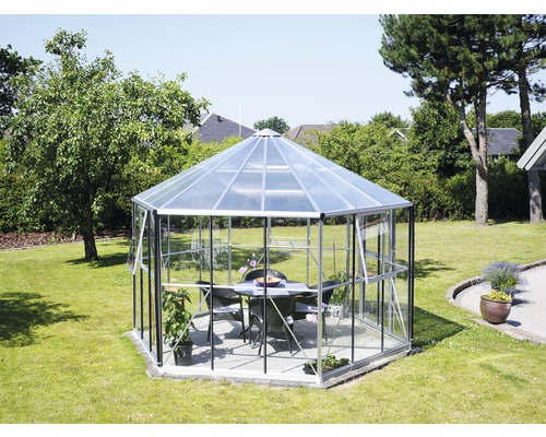 Serre Vitavia Hera 9000 verre de sécurité trempé 3 mm et panneaux alvéolés 6 mm 331x382 cm aluminium