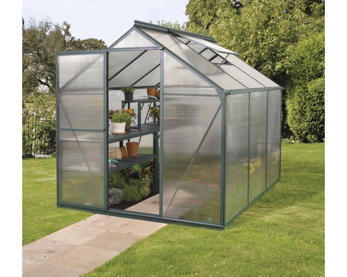 Serre Vitavia Triton 3800 panneaux alvéolés 6 mm avec fondation 198x193 cm verte Serre Vitavia Triton 3800 panneaux alvéolés 6 mm avec fondation 198x193 cm verte