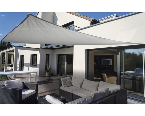 Voile d'ombrage triangulaire Floracord gris argent avec protection contre la pluie 460x460x460 cm Voile d'ombrage triangulaire Floracord gris argent avec protection contre la pluie 460x460x460 cm