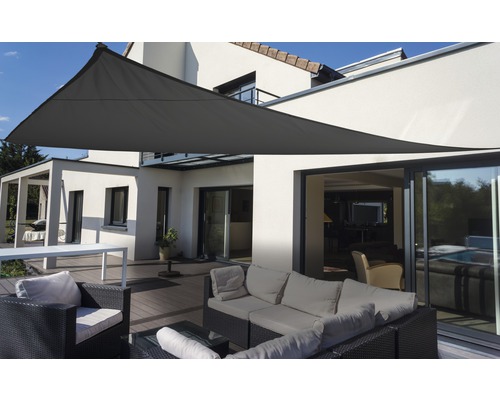 Voile d'ombrage triangulaire Floracord anthracite avec protection contre la pluie 460x460x460 cm Voile d'ombrage triangulaire Floracord anthracite avec protection contre la pluie 460x460x460 cm