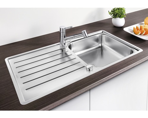 Évier en acier inoxydable avec égouttoir et mitigeur