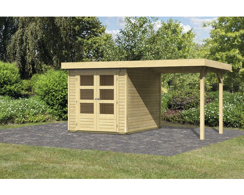 Gartenhaus Karibu Kodiak 2 im Set mit Schleppdach 433 x 217 cm natur