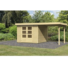 Abri de jardin avec annexe en bois avec double porte et fenêtres
