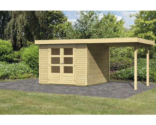 Gartenhaus Karibu Kodiak 4 im Set mit Schleppdach 526x217 cm natur