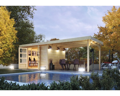 Gartenhaus Karibu Kodiak 6 im Set mit Schleppdach 522x306 cm natur
