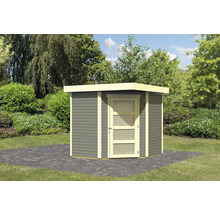 Abri de jardin en bois avec porte dans le jardin