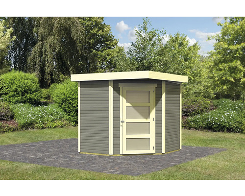 Abri de jardin en bois avec porte dans le jardin