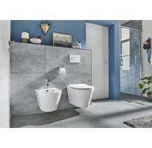 Modernes Badezimmer mit Toilette, Bidet und Dusche hinter Glas