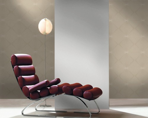 Vue d''intérieur avec fauteuil, lampadaire et panneaux muraux