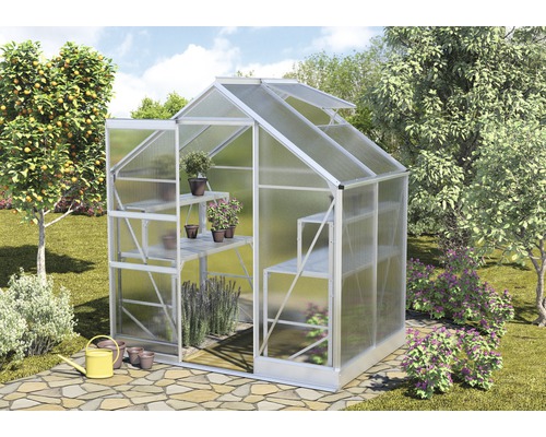 Serre Vitavia Apollo 2500 panneaux alvéolés 4 mm avec fondation 195x137 cm aluminium