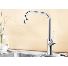 Robinet de cuisine en chrome avec bec haut