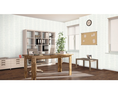 Bureau avec bureau, étagère et tableau en liège