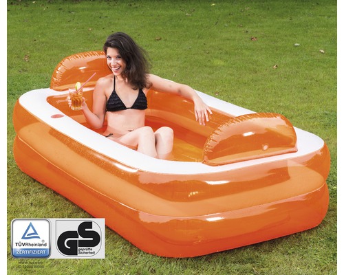 Piscine gonflable avec femme, Sigle TÜV Rheinland, Sigle Sécurité contrôlée