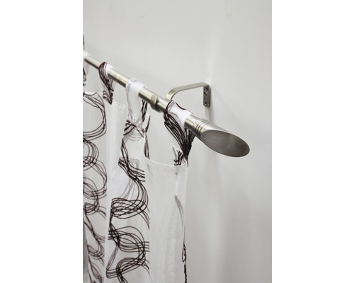 Gardinenstange aus Metall mit Vorhang