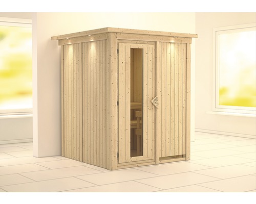 Sauna modulaire Karibu Norina sans poêle, avec frise de toit