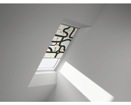 Store occultant VELUX Kids routes à commande manuelle cadre aluminium DKL CK06 4655S