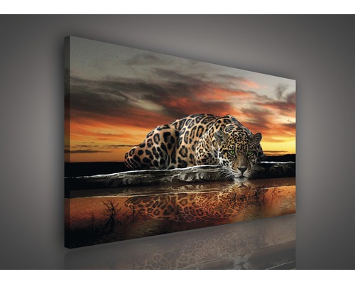 Wandbild mit Jaguar vor Landschaft