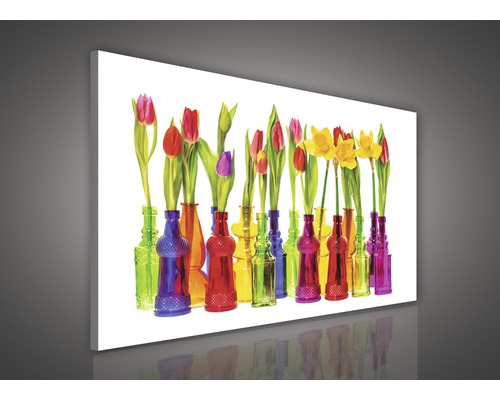 Dekoratives Wandbild mit Blumen in Vasen