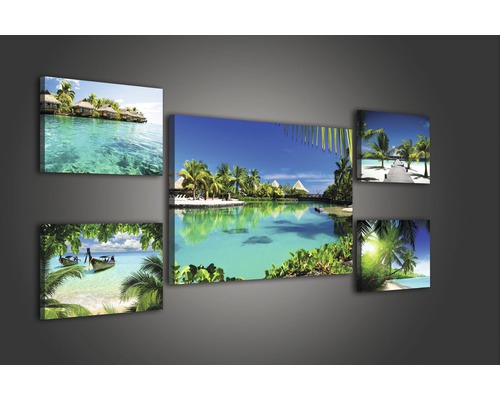 Mehrteiliges Wandbild mit tropischen Strandmotiven