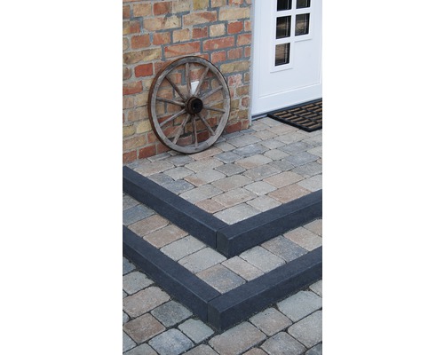 Zone d''entrée avec pavés et marches